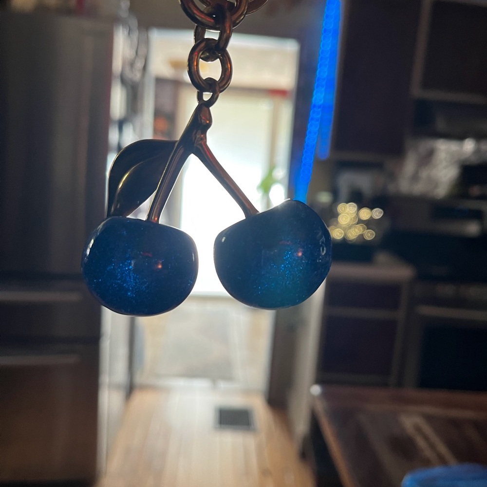 Blue Cherry Keychain